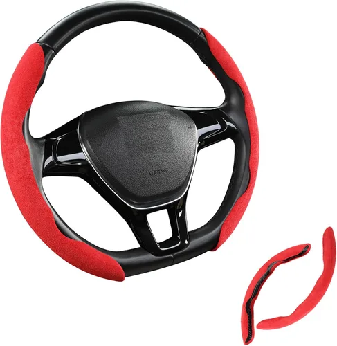 Miniatura 8 de Funda de gamuza para volante de automóvil, antideslizante, segmentada, adecuada para automóvil, SUV, camión, forma O/D, protector de volante