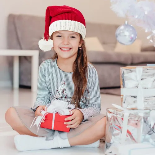 Miniatura 6 de DIYDEC Paquete de 2 sombreros de Papá Noel, gorro de Navidad rojo de Papá Noel para adultos y niños, cálido gorro de Navidad para Navidad