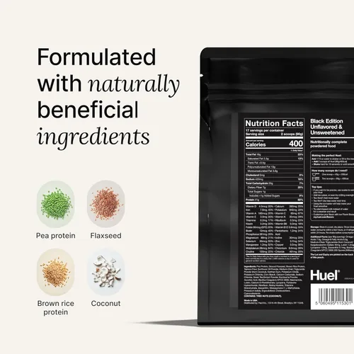 Miniatura 2 de Huel Edición Negra Polvo de Proteína Vegano de 40g con Caramelo Salado Comida Nutricionalmente Completa 27 Vitaminas y Minerales, Sin Gluten