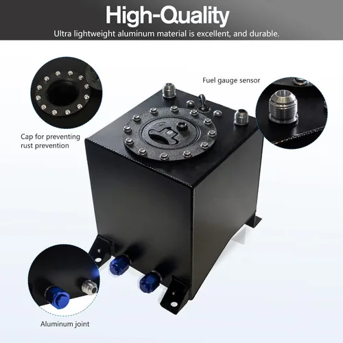 Miniatura 6 de Celda de combustible de aluminio pulido de 2.5 galones con sensor de nivel de tapa negro