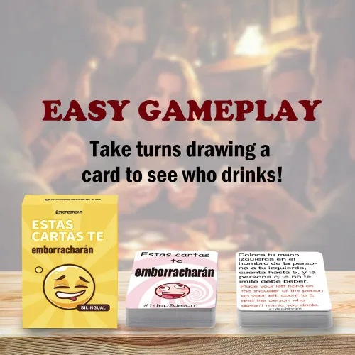 Miniatura 6 de Juego de Cartas para Beber Bilingüe Español-Inglés Divertidos Juegos de Fiesta con Alcohol para Adultos Emocionante Juego de Mesa para Noches