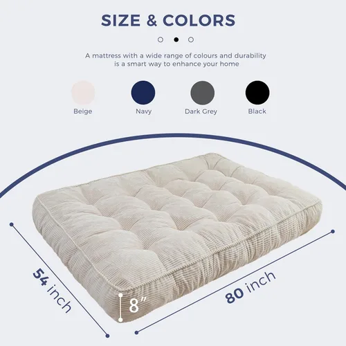 Miniatura 2 de MAXYOYO Colchón futón de 8 pulgadas, sofá de futones ultra grueso, tapete copetudo de tamaño matrimonial para adultos, relleno de espuma triturada