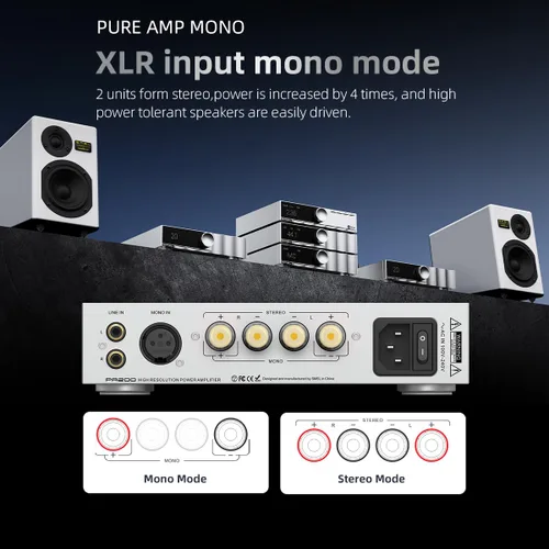 Miniatura 4 de SMSL VMV PA200 Amplificador de potencia infineon nuevo GaN FET, amplificador puro estéreo modo paso, chip PGA2311, entrada XLR mono modo AMP, salida