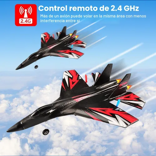 Miniatura 5 de Nueva actualización de avión SU27 RC, juguetes de combate de control remoto, 2.4 GHz 6 ejes estabilizador RTF planeador avión avión con 2