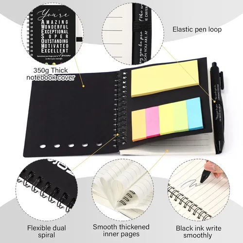 Miniatura 3 de Jetec 20 piezas/10 juegos de regalo para profesores, cuaderno motivacional en espiral con notas adhesivas, bolígrafo a granel, diarios inspiradores
