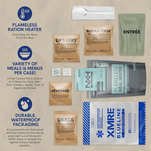Miniatura 4 de XMRE Blue Line MRE Meals Military 2022 a granel MRE de grado militar Para kits de supervivencia y artículos de preparación para huracanes