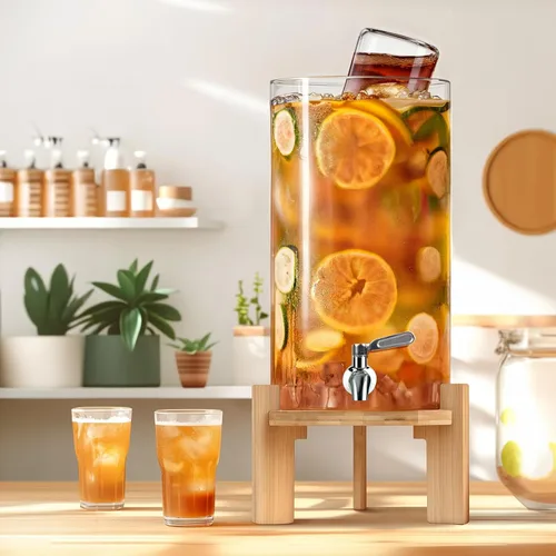 Miniatura 6 de Dispensador de bebidas de 2.9 galones, dispensador de bebidas de vidrio con soporte, dispensadores de bebidas para fiestas, dispensador de bebidas