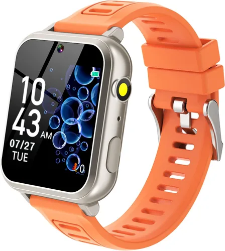 Miniatura 8 de Phyulls Reloj inteligente para niños, reloj inteligente con 39 juegos, cámara, grabadora de video, calculadora de alarma musical, calendario, Negro