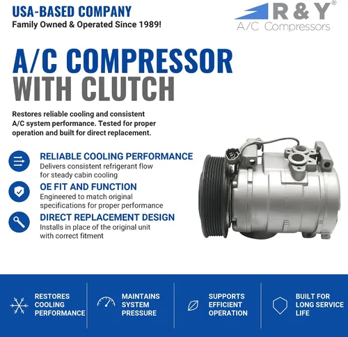 Miniatura 2 de RYC Compresor de aire acondicionado automotriz y embrague de A/C GG389 (se adapta a Honda Accord 2.4L 2003, 2004, 2005, 2006, 2007)