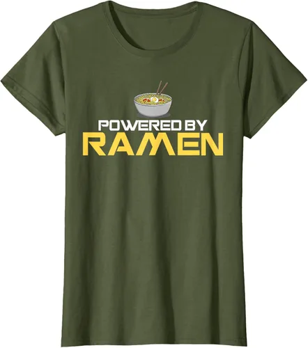 Miniatura 92 de Camiseta de fideos de anime japoneses Powered By Ramen, Negro, S