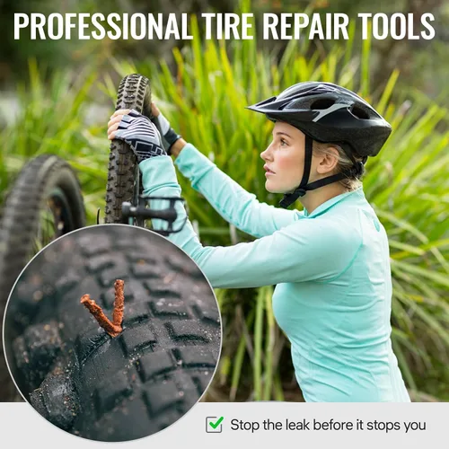 Miniatura 5 de BWSHLF Kit de reparación de neumáticos de bicicleta sin cámara para bicicletas de montaña y bicicletas de carretera, kit de tapones de neumáticos