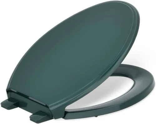 KOHLER 4733-RL-17 Glenbury ReadyLatch Asiento de Inodoro Alargado de Cierre Silencioso, Asientos de Inodoro de Cierre Silencioso, Verde Azulado