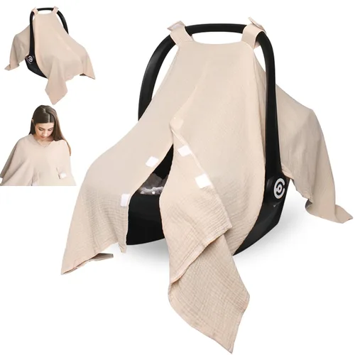 Peekaboo - Funda de asiento de automóvil para bebé, cubierta de asiento de automóvil de muselina para bebé, unisex, grande, ajuste universal, Trigo