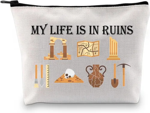 BDPWSS Regalos de arqueología para mujeres, regalo de arqueólogo, My Life Is In Ruin, divertida bolsa con cremallera de arqueología, Mi bolsa de