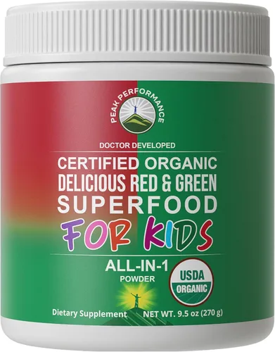 Kids Greens and Reds Superfood Powder – Jugo orgánico vegano súper alimenticio con más de 25 frutas y verduras – Vitaminas de alimentos reales sin