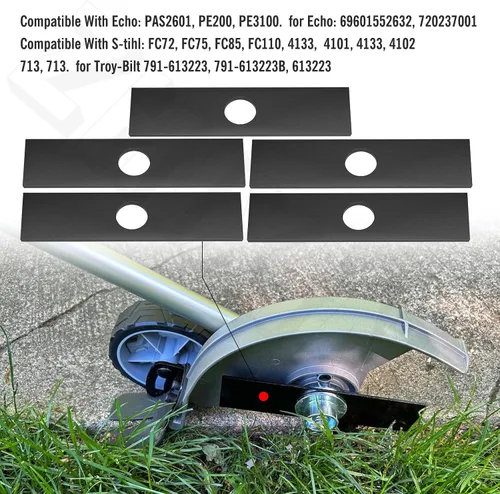Miniatura 6 de Paquete de 5 cuchillas universales de 8 x 2 pulgadas para Stihl Kobalt Echo Ryobi Ego Edger, 1 pulgada de orificio central de repuesto para 613223