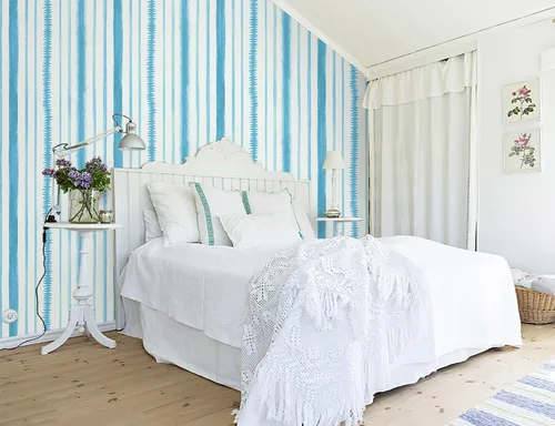 Miniatura 5 de Timeet Papel tapiz azul y blanco índigo, papel tapiz de línea moderna, papel de contacto de 17.3 x 197 pulgadas, autoadhesivo, extraíble, para Azul