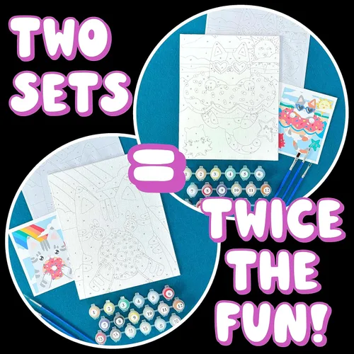 Miniatura 7 de Astrakuma Studio Pintura por números para niños de 8 a 12 años – Kits de pintura de donas de gato por números con tableros de lienzo predibujados