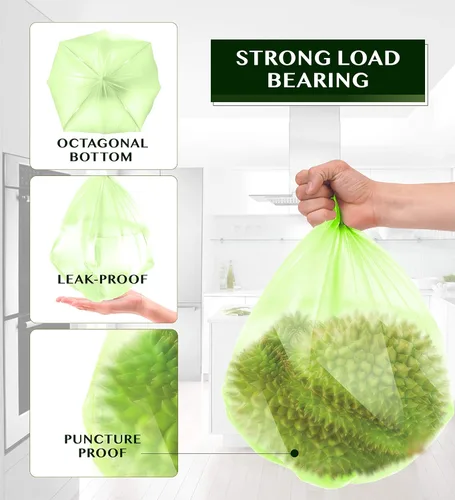Miniatura 3 de FORID Bolsas de basura compostables de 2.6 galones, 150 unidades, 5 rollos, bolsas de basura verdes, pequeñas, duraderas, gruesas, sin perfume, 10
