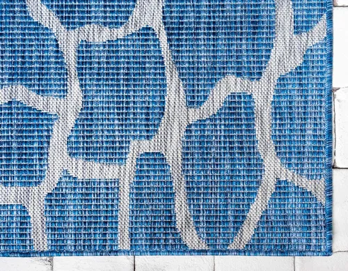 Miniatura 8 de Unique Loom Outdoor Safari Collection - Alfombra de área - Jirafa (2' x 6' 1" camino, azul/gris)