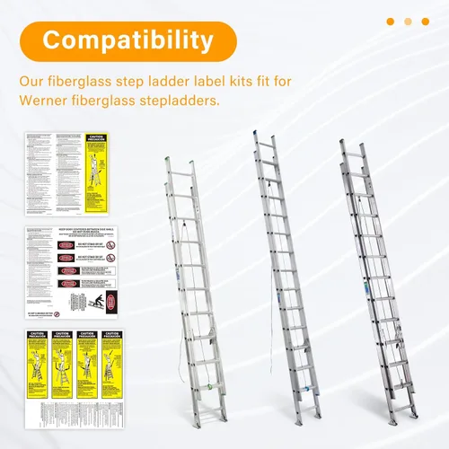 Miniatura 4 de Calcomanías de seguridad para escaleras, compatibles con escalera de fibra de vidrio Werner, etiquetas de inspección de escalera de extensión