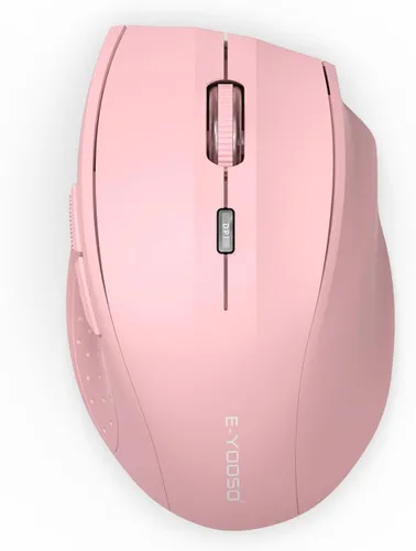 E-YOOSO Ratón inalámbrico para portátil, ratón óptico portátil para computadora, 6 botones, inalámbrico 2.4GHz con receptor USB, 4800 DPI de 5 Rosa