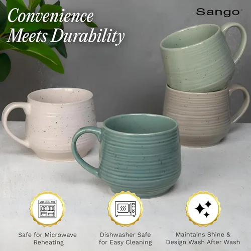 Miniatura 4 de Siterra Artist's Blend - Juego de tazas de cerámica de colores surtidos de 17 onzas (servicio para 4)
