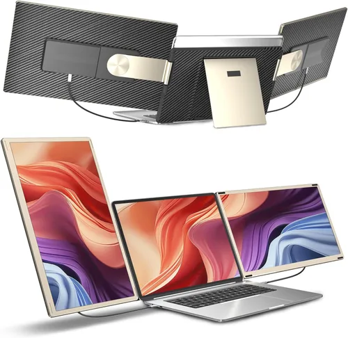 Extensor de pantalla para laptop, monitor portátil de 15.6 pulgadas, monitor de viaje ultradelgado FHD 1080P con altavoces, extensión de pantalla
