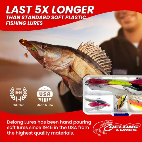 Miniatura 4 de DELONG LURES Paquete de 16 señuelos de pesca para renacuajo, señuelos preaparejados para lubina, crappie, branquia azul y aparejos de pesca