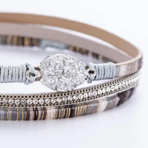 Miniatura 238 de FANCY SHINY - Pulsera de cuero estilo bohemio, pulsera de cuentas de cristal con cierre magnético, regalos de joyería para mujer