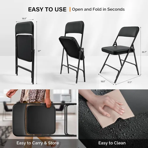 Miniatura 3 de VINGLI Sillas plegables acolchadas con cojín de asiento grueso, portátiles, duraderas y extra cómodas, sillas plegables para eventos en interiores