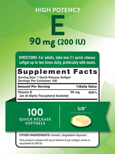 Miniatura 2 de Nature's Truth Cápsulas blandas de vitamina E 200 UI 100 cápsulas blandas Suplemento sin OMG y sin gluten