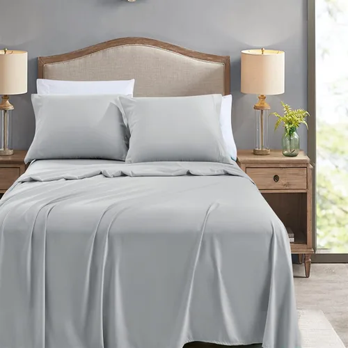 Miniatura 2 de FreshCulture Sábanas planas individuales solamente, paquete de 6, sábanas de microfibra suave para el hogar, salones, hoteles, sábanas planas a Gris