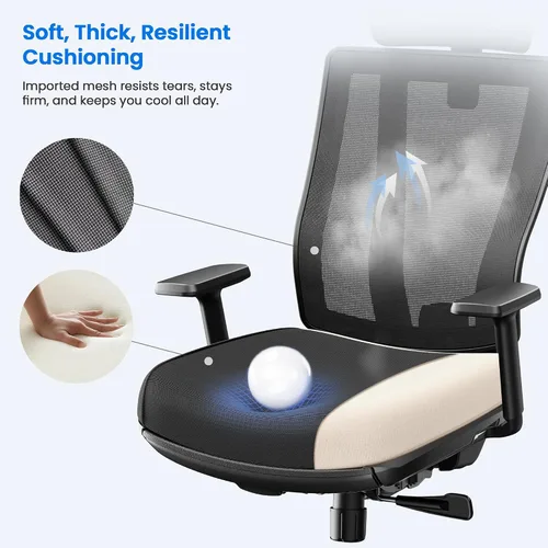 Miniatura 3 de OdinLake L2 Ergo PRO 633 - Silla de oficina ergonómica con reposapiés, profundidad de asiento ajustable, reposabrazos 3D y soporte lumbar, respaldo