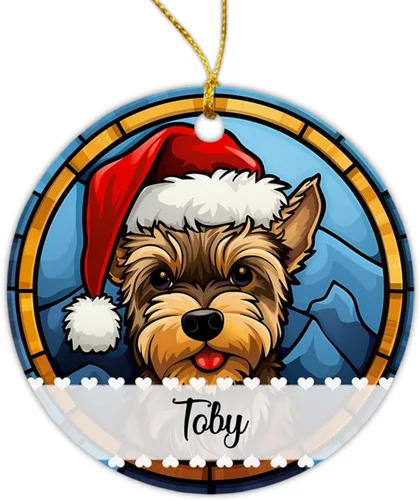 Miniatura 25 de Airedale Terrier - Adorno de Navidad para perro, regalo para Acción de Gracias, perros personalizados con sombrero de Navidad, adornos de Airedale