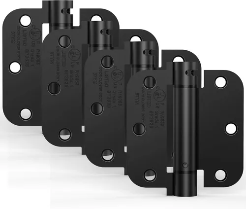 Miniatura 15 de Paquete de 2 bisagras de puerta de cierre automático, bisagras de puerta con resorte de 3.5 pulgadas, tensión ajustable con esquinas de radio de 5/8