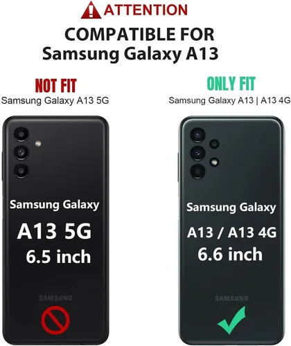 Miniatura 2 de Funda para Galaxy A13 LTE 4G, (no para 5G) con protector de pantalla, [grado militar] de 16 pies, con función de atril magnético, funda protectora