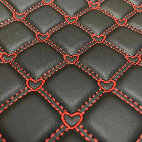 Miniatura 9 de Tela de vinilo de espuma acolchada con patrón de corazón con respaldo de esponja de 0.23 pulgadas, tela de piel sintética para techo de automóvil
