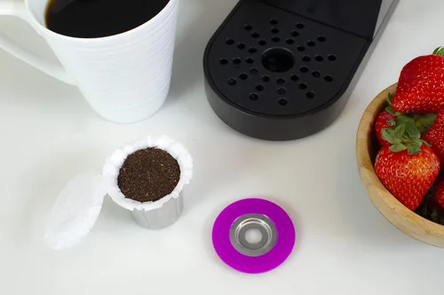 Miniatura 5 de EZ-Cup - Cápsulas de café reutilizables de acero inoxidable para Keurig + 25 filtros de papel desechables, cápsula recargable compatible con Keurig