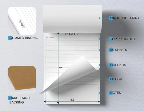 Miniatura 2 de Better Office Products Bloc de notas de lista de tareas pendientes, 8.5 x 11 pulgadas, bloc de notas de planificación, 50 hojas, organizador diario