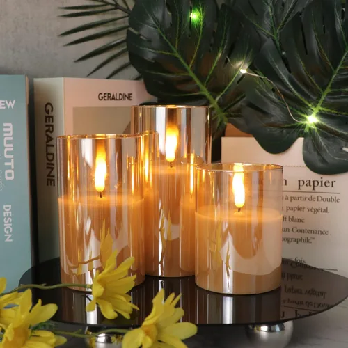 Miniatura 3 de GenSwin - Velas LED sin llama, parpadeantes, funcionan con pilas, con control remoto, velas de cristal de cera real, mecha 3D, con temporizador