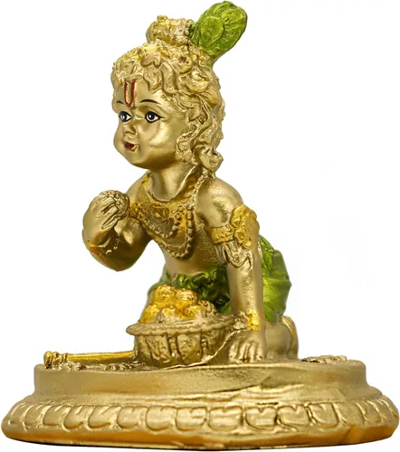 Miniatura 6 de Ídolo de Krishna Hindu God Baby Krishna – 3.7 pulgadas de alto, estatua india de Krishna para el hogar, oficina, templo mandir, artículo de Pooja