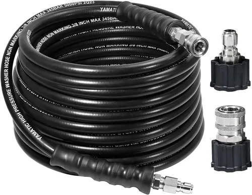 Miniatura 8 de YAMATIC Manguera de lavadora a presión de 3/8" de 50 pies con conector rápido de acero inoxidable, manguera de repuesto de lavadora eléctrica