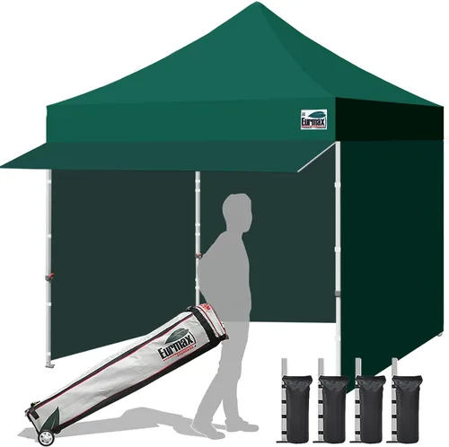 Miniatura 10 de Toldo Eurmax comercial de 3 m x 3 m, carpa para armar, toldos para fiestas en exteriores con 4 paredes laterales desmontables, con cierres, y bolsa