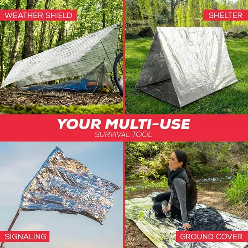 Miniatura 5 de Mantas de emergencia para equipo y suministros de supervivencia x6, manta espacial, mantas de Mylar, manta térmica, manta de supervivencia, kits