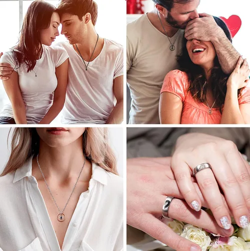 Miniatura 3 de ZELORES Collares a Juego para Parejas Collar con Colgante para Mujeres y Hombres Anillos de Promesa a Juego Juego de Colgantes Collar de Pareja