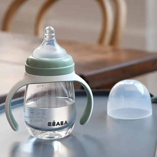 Miniatura 6 de BEABA - Vaso para beber 2 en 1 de transición para beber, antiderrames, incluye asas extraíbles, pezón de silicona para biberón y boquilla suave, 7