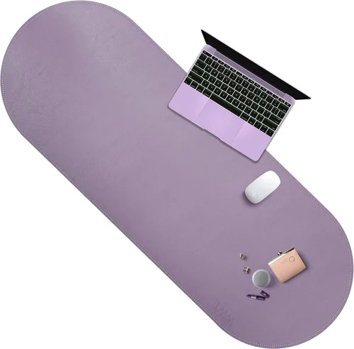 Miniatura 21 de Vyaaa Tapete de cuero para escritorio, 63" x 23.6" pulgadas, protector de escritorio de cuero, impermeable, extra grande, alfombrilla de mouse Negro