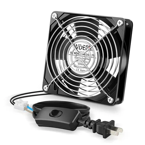 Ventilador axial de metal para muffins AC 110V 120V 4.724 in x 0.984 in doble bola de alto rendimiento ventilador de caja pequeña para proyectos de