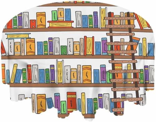 Miniatura 2 de Yibeas Mantel redondo para libros, estantes para mesa, escalera, para tienda, biblioteca, club de lectura, escalera, cubierta de mesa para comedor